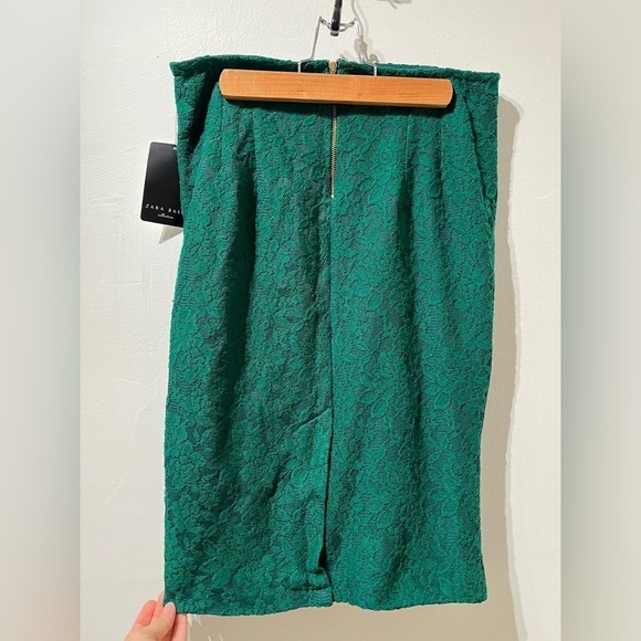 Zara Emerald Green Floral Lace Pencil Skirt Size Medium - Picture 4 of 6